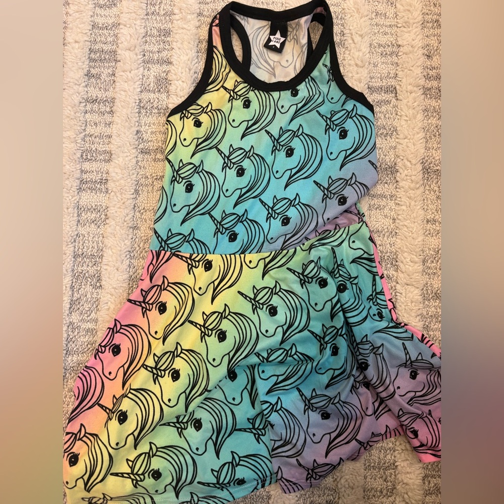 Pixielane Sleeveless Rainbow Unicorn Girls' Dress